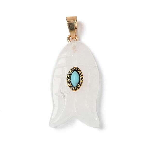 Natural Quartz Crystal & Synthetic Turquoise Carved Pendants