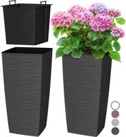 Mueller M-Resin Heavy Duty Tall Planter, Indoor/Outdoor Garden Plant Pot, Tree, Flower Pot, 2-Piece Set, Modern Design, Built...
