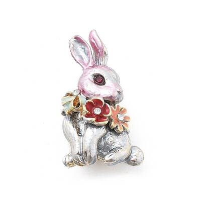 Flower Rabbit Alloy Enamel Pin Brooches