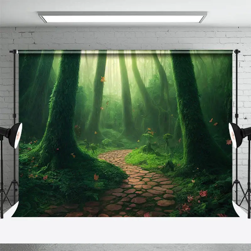 Hazy Mysterious Forest Path Backdrop For Photo Booth - Aperturee