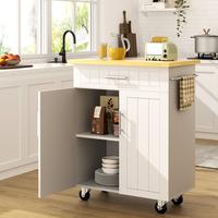 Walsunny 26'' Kitchen Island on Wheels with Storage Cabinet, Rolling Kitchen Cart with Drawer, Rack Towel, Microwave Cart for...
