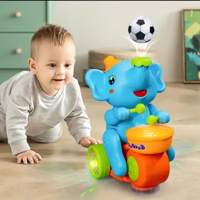 New Interactive Elephant Toy Toddlers & Kids with LED Lights & Realistic Sound Effects, Soft Drum Feature