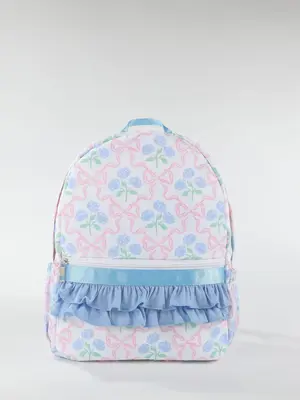Floral & Bow Pattern Ruched Design Backpack, Casual Large Capacity Backpack for Women & Girls, Fashionable Backpack for Daily...
