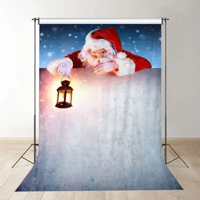 Aperturee Santa With Lantern Christmas Photo Booth Backdrop