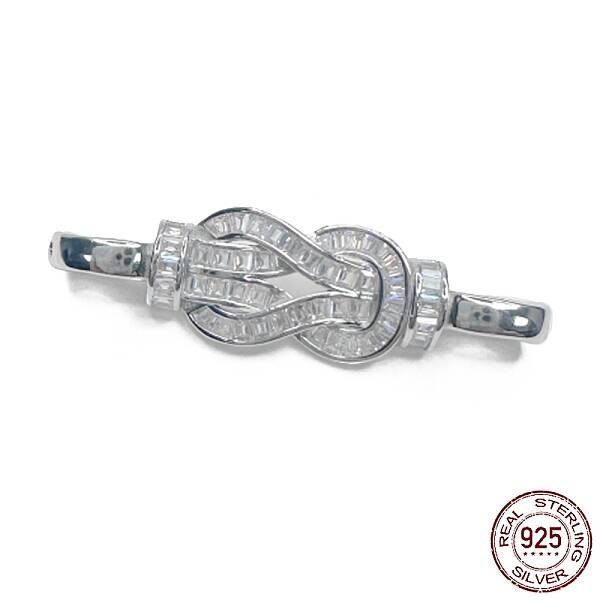 Rhodium Plated 925 Sterling Silver Micro Pave Clear Cubic Zirconia Fold Over Clasps