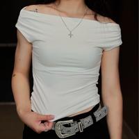 Y2K Women's Asymmetric Cropped Off Shoulder Sleeveless T-Shirt - Cotton Sport Tank Top with Round Neck - A03 Casual Basic - W...