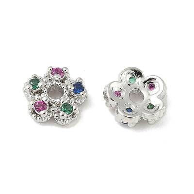 Brass Micro Pave Colorful Cubic Zirconia Bead Caps