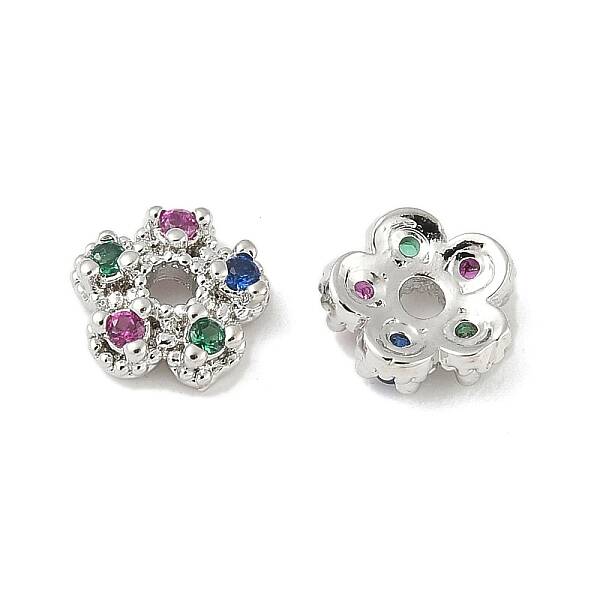 Brass Micro Pave Colorful Cubic Zirconia Bead Caps