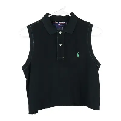 Polo Sport Cropped Polo Shirt - Small Black Cotton