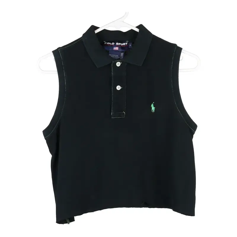 Polo Sport Cropped Polo Shirt - Small Black Cotton