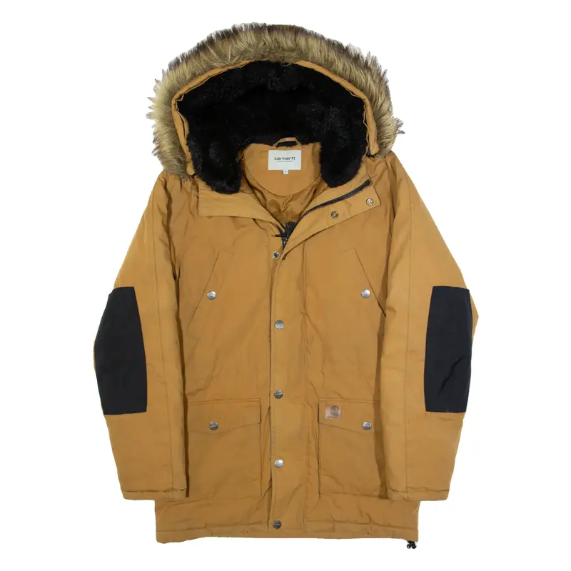 CARHARTT Trapper Mens Parka Coat Brown Hooded S