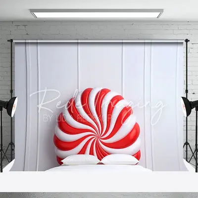 White Red Round Headboard Christmas Photo Backdrop - Aperturee