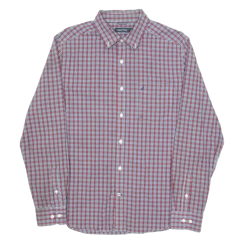 NAUTICA Mens Shirt Blue Check Long Sleeve L