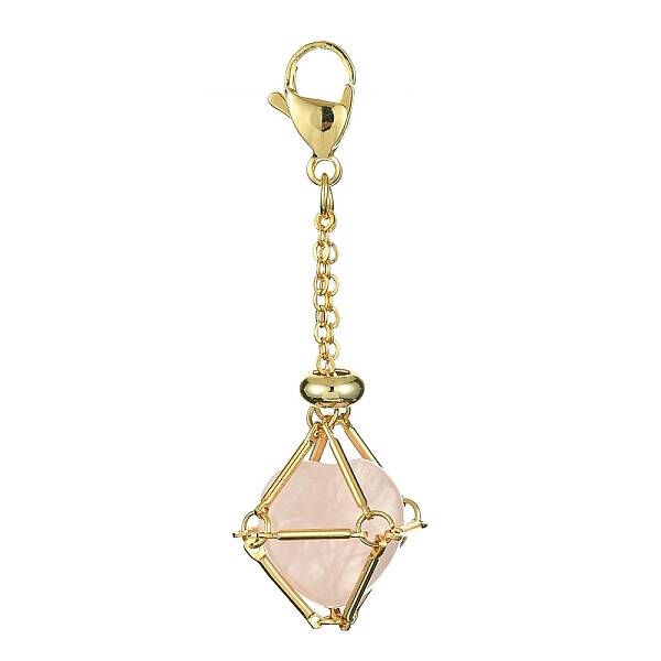 Brass Braided Chain Pouch Empty Stone Holder Pendant Decorations