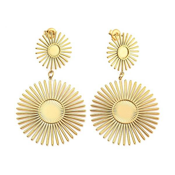 304 Stainless Steel Sun Dangle Stud Earring Finding