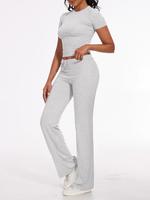 NANKEYSTAR Women's 2-Piece Lounge Sets Short Sleeve Boot-Cut Pants Loungewear Tracksuits Comfortable Modal Material Pjs Pyjam...