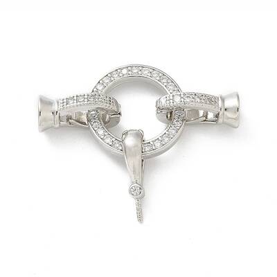 Brass Micro Pave Clear Cubic Zirconia Fold Over Clasps