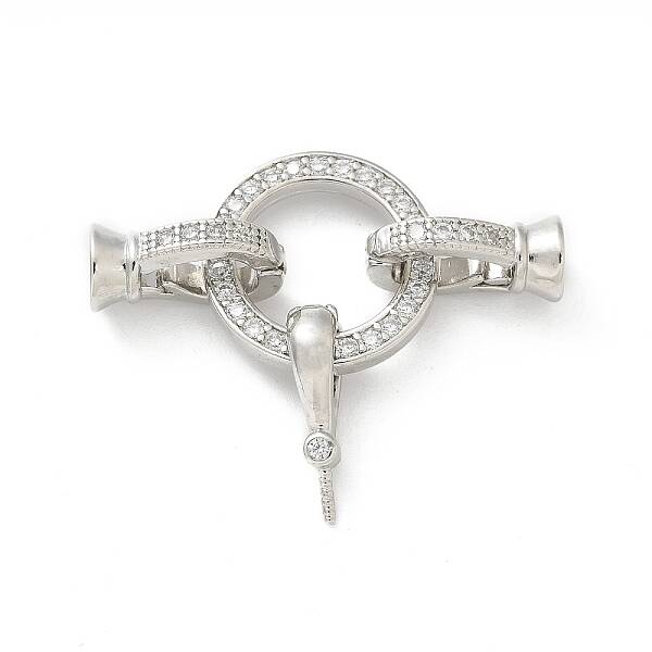 Brass Micro Pave Clear Cubic Zirconia Fold Over Clasps