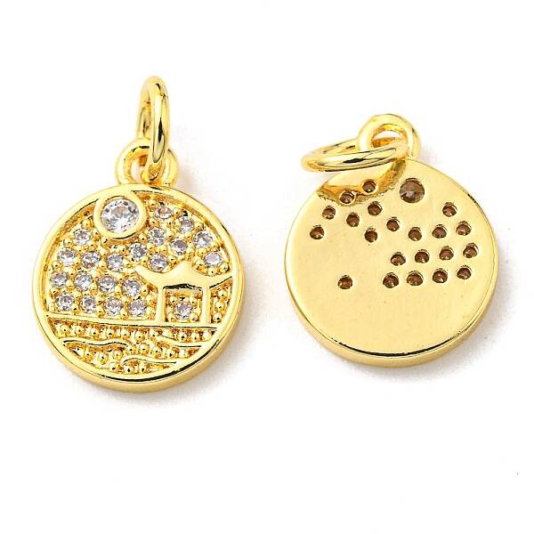 Rack Plating Brass Micro Pave Cubic Zirconia Charms