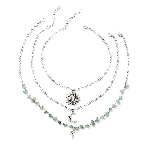 Natural Green Aventurine Chip Beads Necklaces for Women