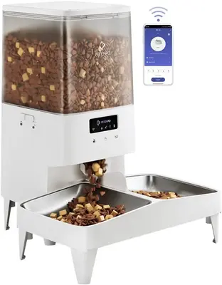 Automatic Feeder for Cats, 5 L, WiFi Automatic Feeder Dog Cat, Cat Food Automatic with App Controlled, Automatic Cat Feeder w...