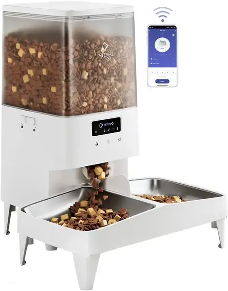 Automatic Feeder for Cats, 5 L, WiFi Automatic Feeder Dog Cat, Cat Food Automatic with App Controlled, Automatic Cat Feeder w...