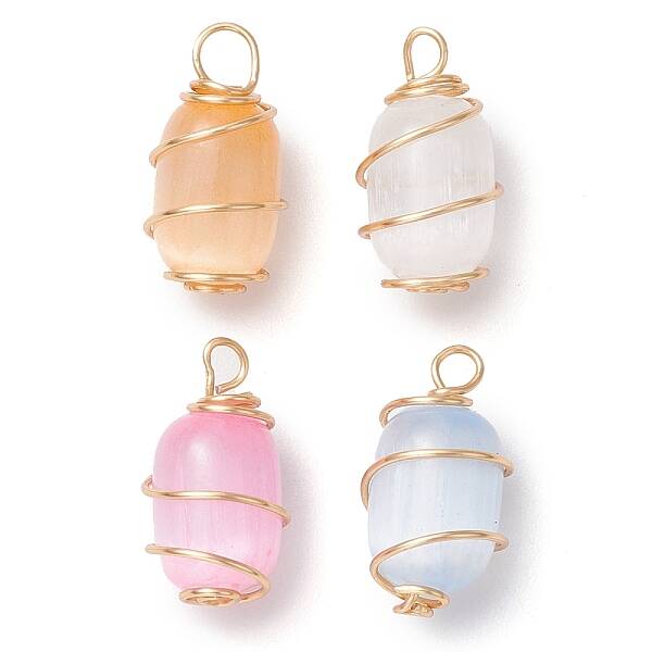 Dyed Natural Selenite Pendants
