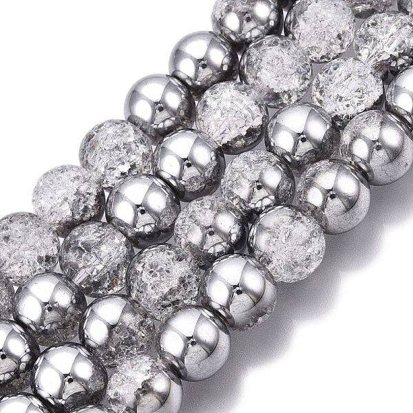 Electroplated Crackle Glass Beads Strands