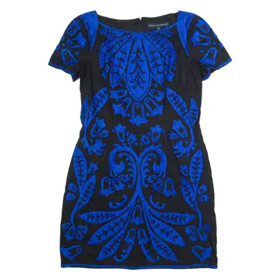 FRENCH CONNECTION Womens Ball Gown Dress Blue Floral Short Sleeve Knee Length S