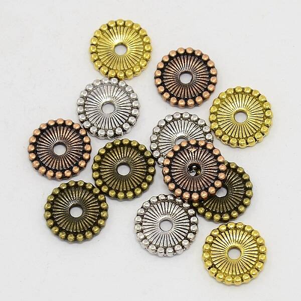 Tibetan Style Alloy Disc Spacer Beads