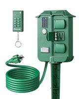 DEWENWILS Outdoor Power Stake Timer Waterproof, 100FT Wireless Remote Control, 6 Grounded Outlets, 6FT Cord, Photocell Dusk t...