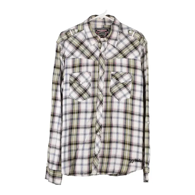 Malloy Checked Flannel Shirt - Large Green Cotton