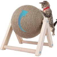 Cat Scratcher, Rabbit Scratching Ball, Natural Sisal Scratcher, Spinning Cat Ball, Solid Wood Scratching Toy for Cats & Kitte...