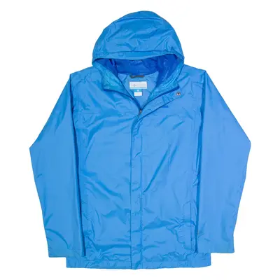 COLUMBIA Mesh Lined Mens Rain Jacket Blue Hooded XL