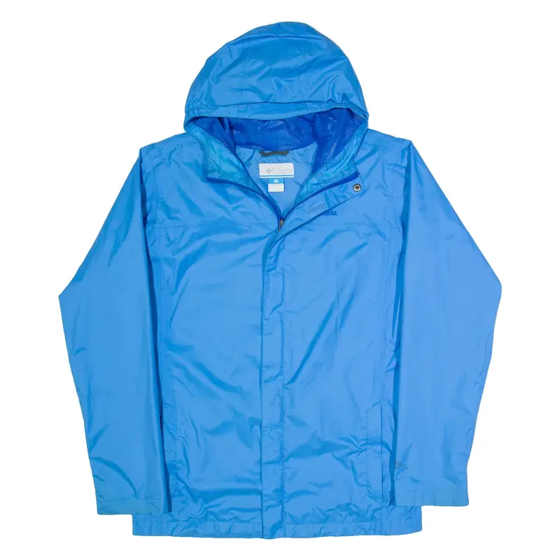COLUMBIA Mesh Lined Mens Rain Jacket Blue Hooded XL