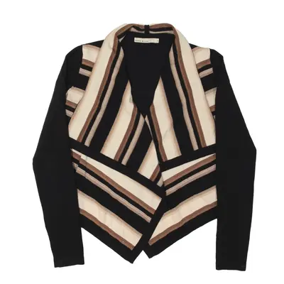 KAREN MILLEN Cardigan Brown Striped Tight Knit Wool Womens XS