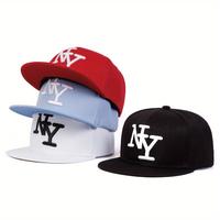 Unisex NY Letter Embroidered Hip Hop Hat Outdoor Sport Adjustable Sunscreen Leisure Hat Spring Autumn Travel Tourism Beach Va...