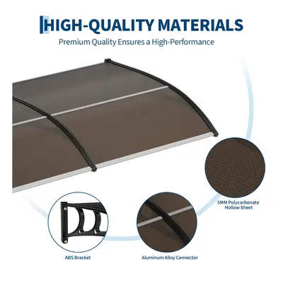 Garvee 40 X 120 Heavy-Duty Outdoor Door Awning Canopy - Polycarbonate Cover, UV/Rain/Snow/Sun Protection, Plastic Steel B...