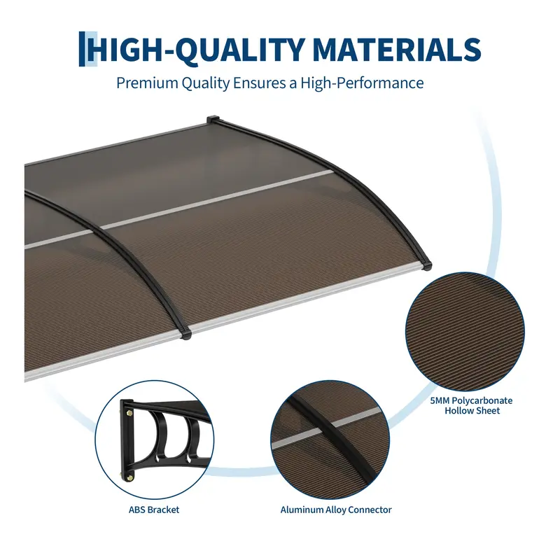 Garvee 40 X 120 Heavy-Duty Outdoor Door Awning Canopy - Polycarbonate Cover, UV/Rain/Snow/Sun Protection, Plastic Steel B...