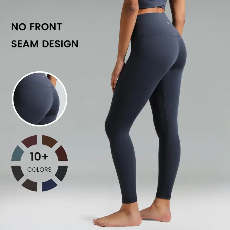 Colorfulkoala Dreamlux No Front Seam Leggings for Women 25/28 Inseam, Seamless High Waisted Buttery Soft Yoga Pants with ...