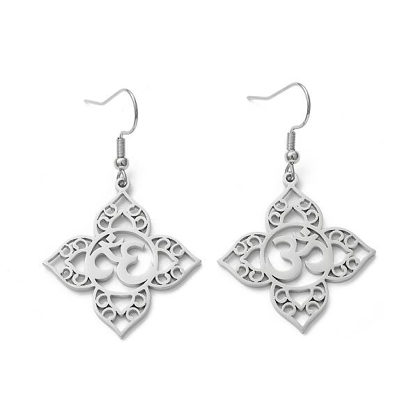 Non-Tarnish 304 Stainless Steel Yoga Theme Asymmetrical Earrings