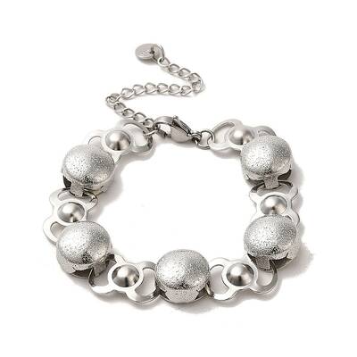 Non-Tarnish 304 Stainless Steel Flat Round Link Chain Bracelet