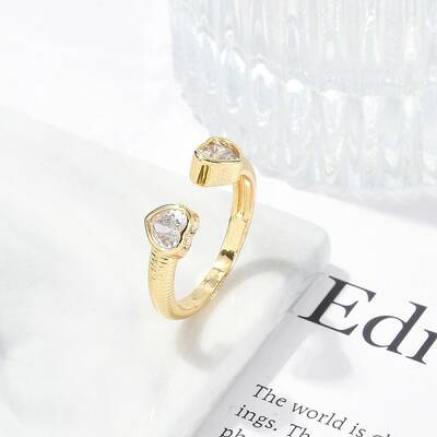 Brass Micro Pave Clear Cubic Zirconia Open Cuff Rings for Women