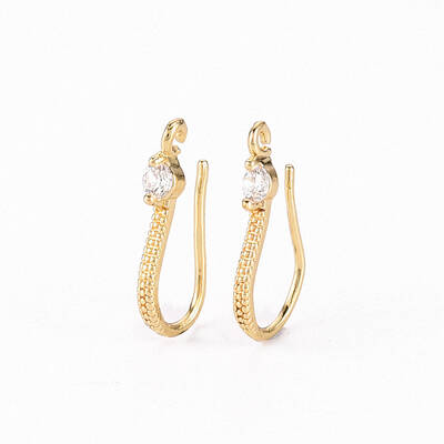 Brass Micro Pave Clear Cubic Zirconia Earring Hooks