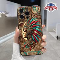 Straight Edge Phone Case for iPhone 15 Plus 16 Pro Max 14 13 12 11 XS XR Timeless Tradition Pattern Drop Protection Shockproo...
