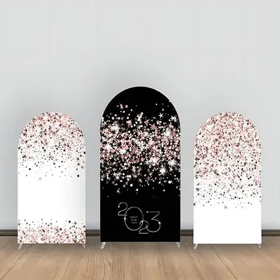 Black Pink White Sparkle Party Arch Backdrop Kit - Aperturee