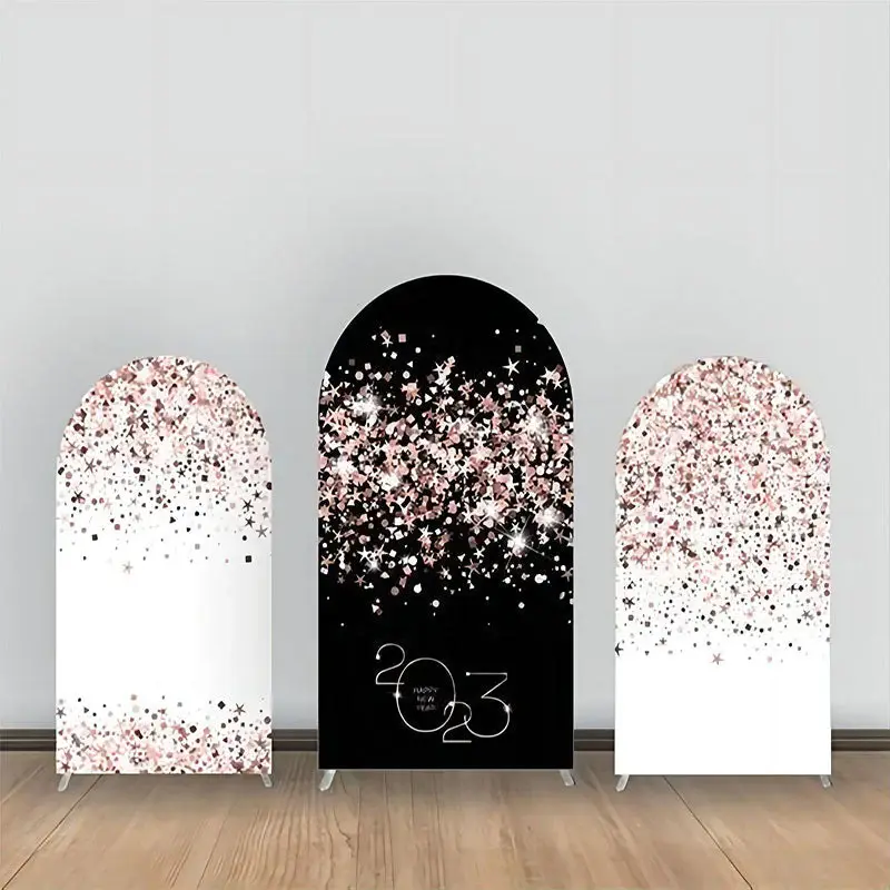 Black Pink White Sparkle Party Arch Backdrop Kit - Aperturee