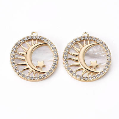 Brass Micro Pave Clear Cubic Zirconia Pendants