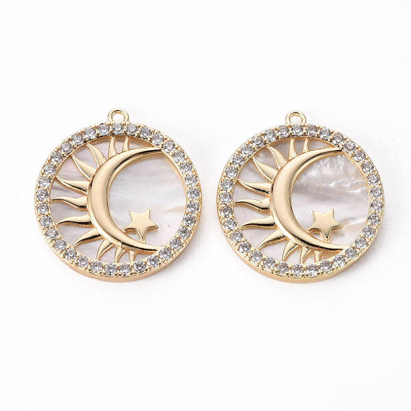 Brass Micro Pave Clear Cubic Zirconia Pendants