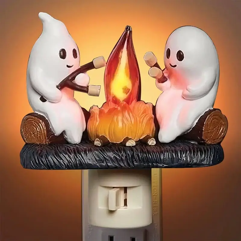 Ghost Campfire Design Night Light, 1 Count Creative Halloween Decorative Light, Festive Accessories for Home Party Decoration